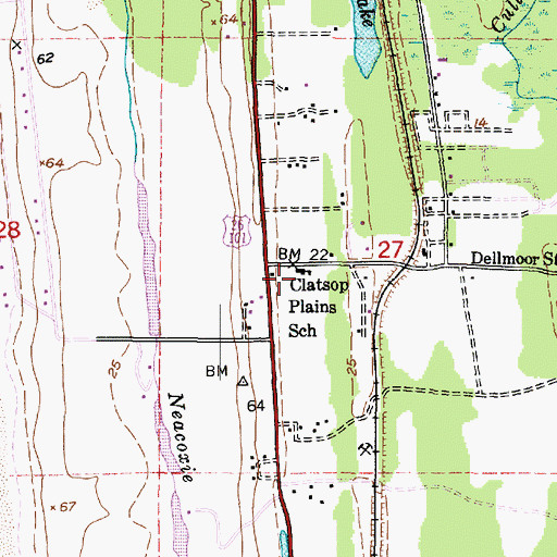 Topographic Map of Clatsop Plains School (historical), OR