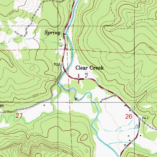 Topographic Map of Clear Creek, OR