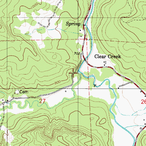 Topographic Map of Clear Creek, OR