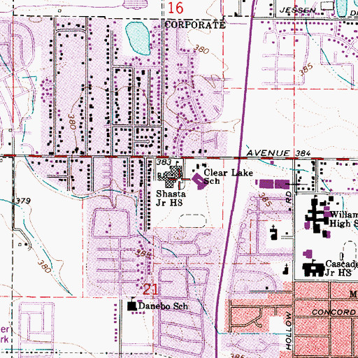 Topographic Map of Clear Lake Elementary School, OR