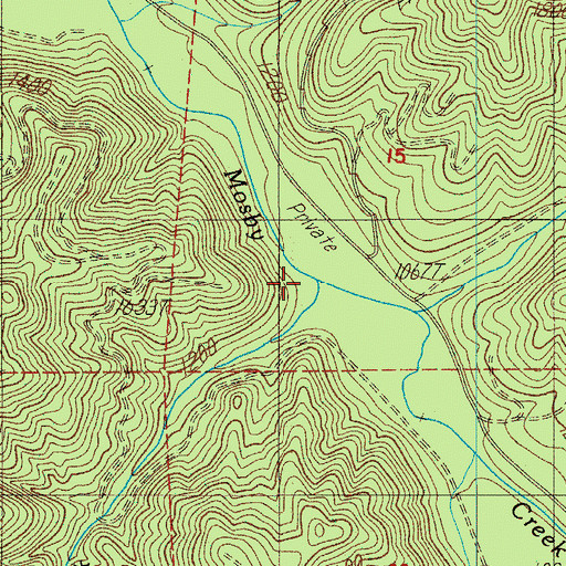 Topographic Map of Clearing Creek, OR
