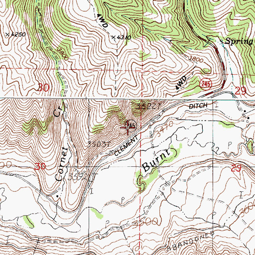 Topographic Map of Clement Ditch, OR