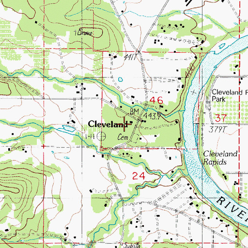Topographic Map of Cleveland, OR