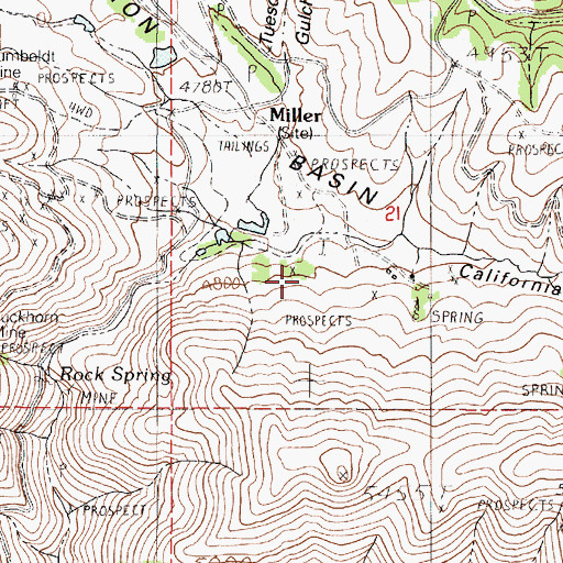 Topographic Map of Cleveland Mine, OR