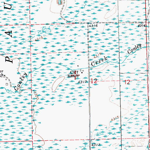 Topographic Map of Cliff Ranch, OR