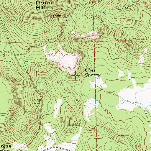 Topographic Map of Cliff Spring, OR