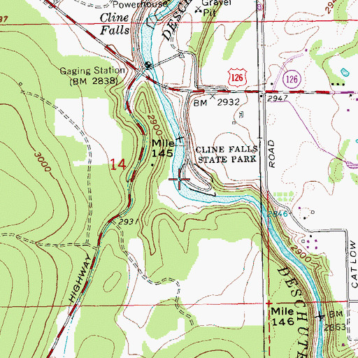Topographic Map of Cline Falls State Park, OR