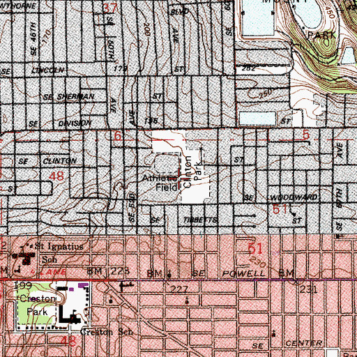 Topographic Map of Clinton City Park, OR