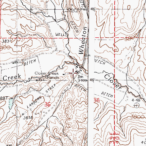 Topographic Map of Clover Creek Ranch, OR