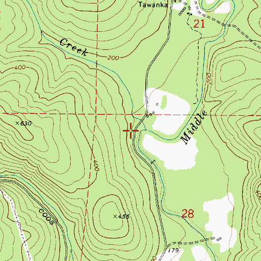 Topographic Map of Coak Creek, OR