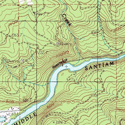 Topographic Map of Coal Creek, OR
