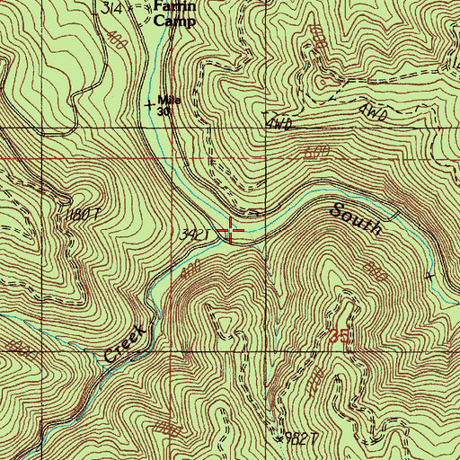 Topographic Map of Coal Creek, OR