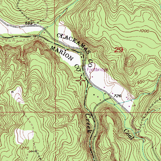 Topographic Map of Coal Creek, OR