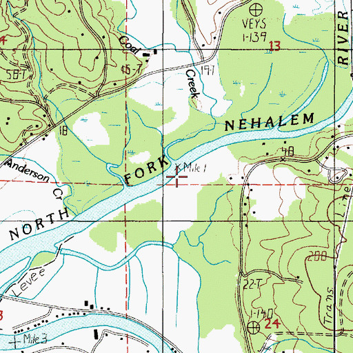 Topographic Map of Coal Creek, OR