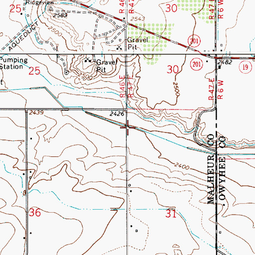 Topographic Map of Coates Drain, OR