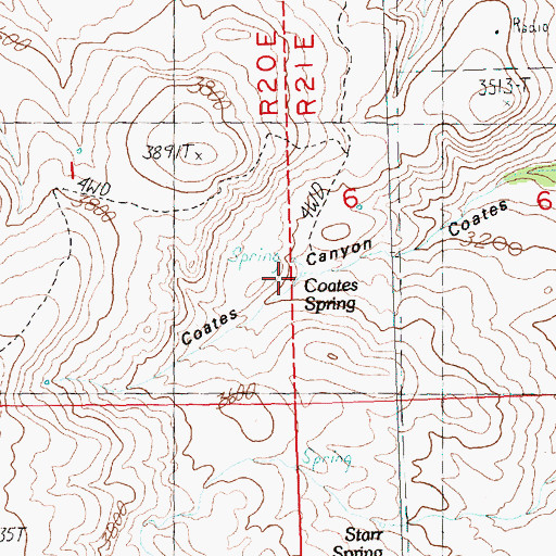 Topographic Map of Coates Spring, OR
