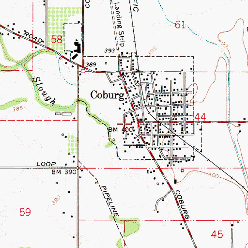 Topographic Map of Coburg, OR