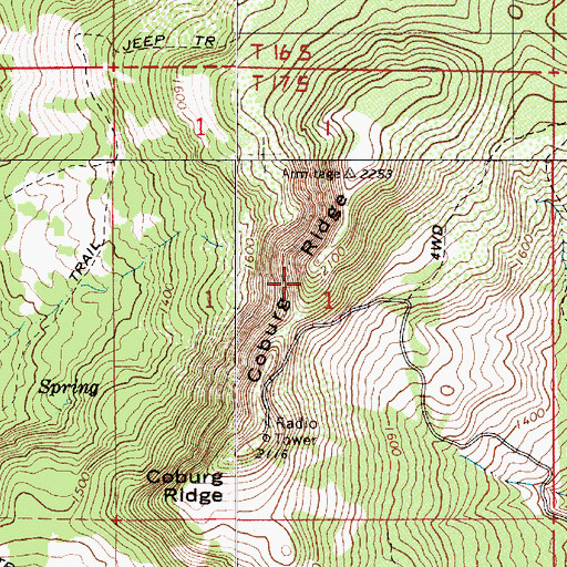 Topographic Map of Coburg Ridge, OR