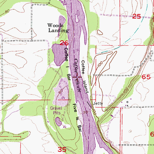 Topographic Map of Coffee Island, OR