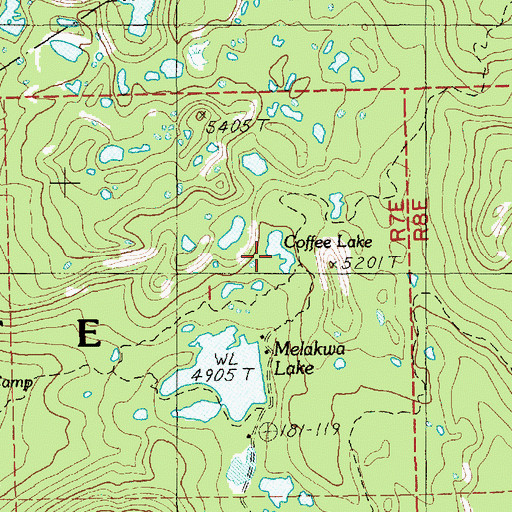 Topographic Map of Coffee Lake, OR