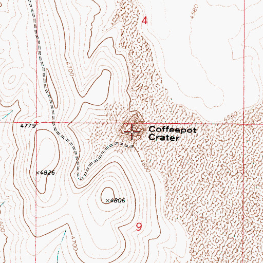Topographic Map of Coffeepot Crater, OR
