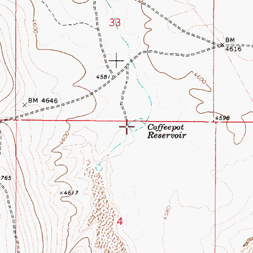 Topographic Map of Coffeepot Reservoir, OR
