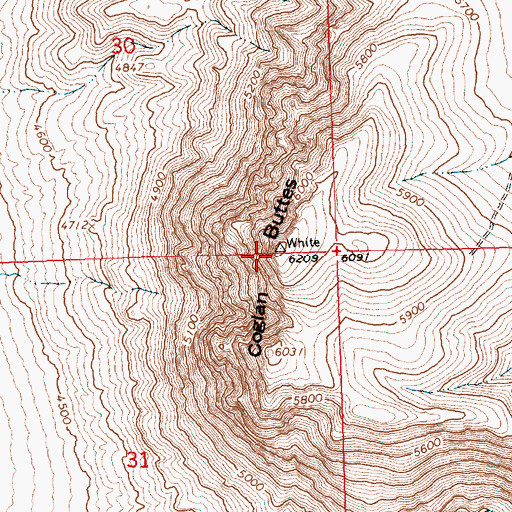 Topographic Map of Coglan Buttes, OR