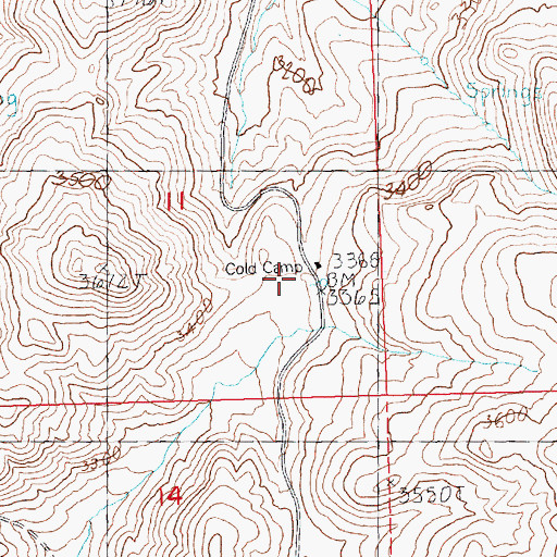 Topographic Map of Cold Camp, OR