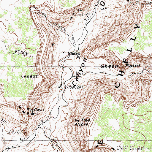 Topographic Map of Sheep Point Canyon, AZ