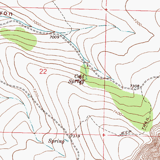 Topographic Map of Cold Spring, OR
