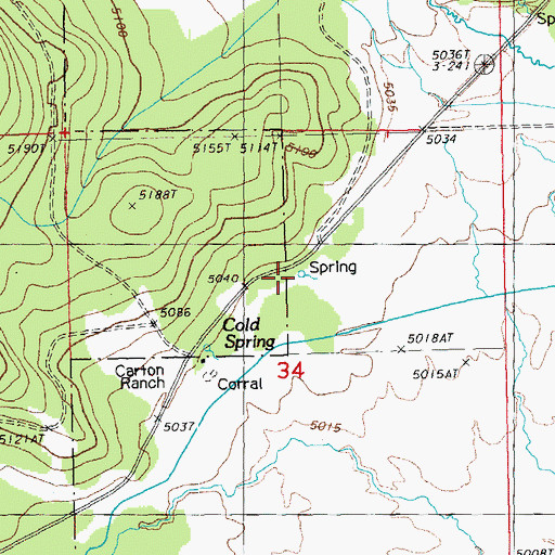 Topographic Map of Cold Spring, OR