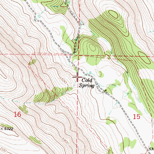 Topographic Map of Cold Spring, OR