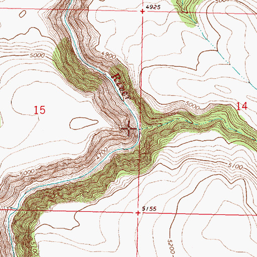 Topographic Map of Cold Spring Canyon, OR