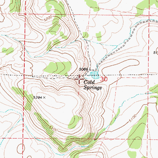 Topographic Map of Cold Springs, OR