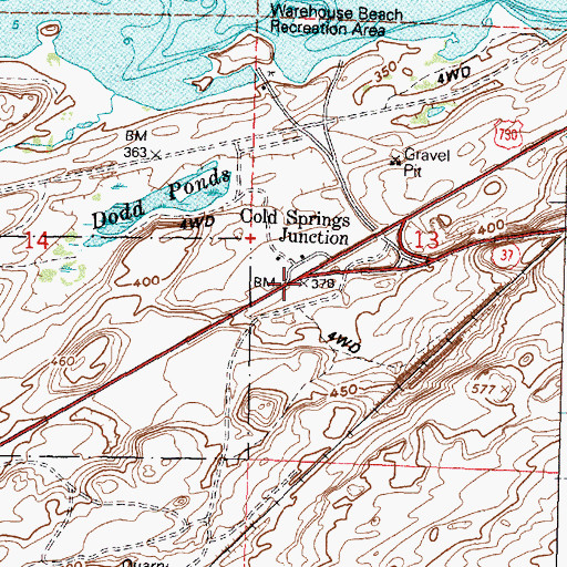Topographic Map of Cold Springs Junction, OR