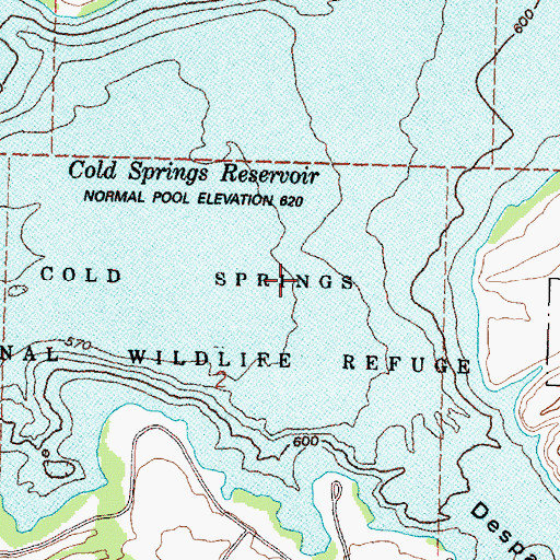 Topographic Map of Cold Springs National Wildlife Refuge, OR