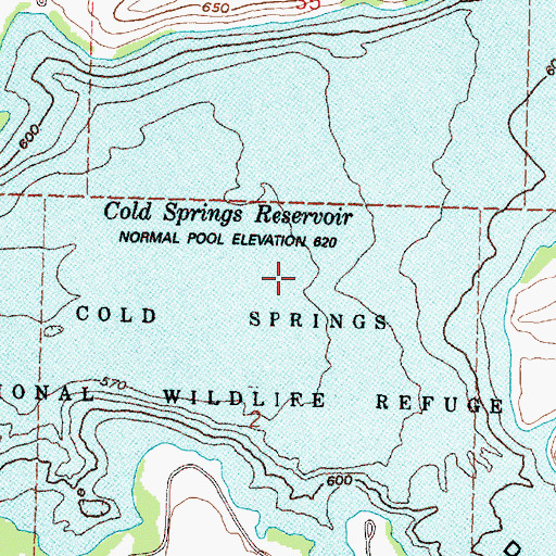 Topographic Map of Cold Springs Reservoir, OR