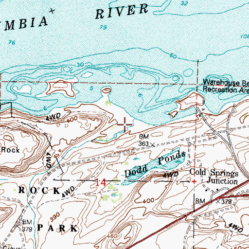 Topographic Map of Cold Springs Wash, OR