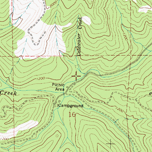 Topographic Map of Coldwater Creek, OR