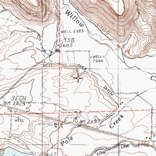 Topographic Map of Cole Ditch, OR