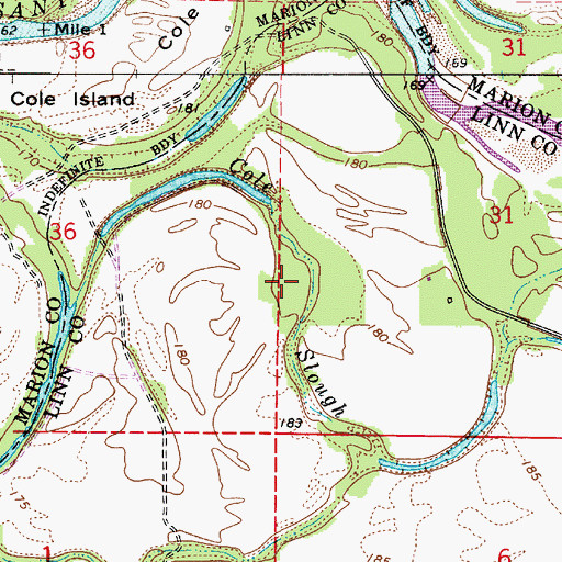 Topographic Map of Cole Slough, OR