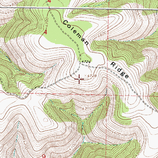 Topographic Map of Coleman Ridge, OR