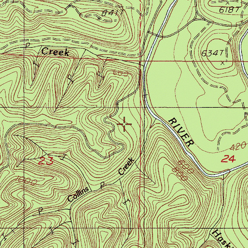 Topographic Map of Collins Creek, OR