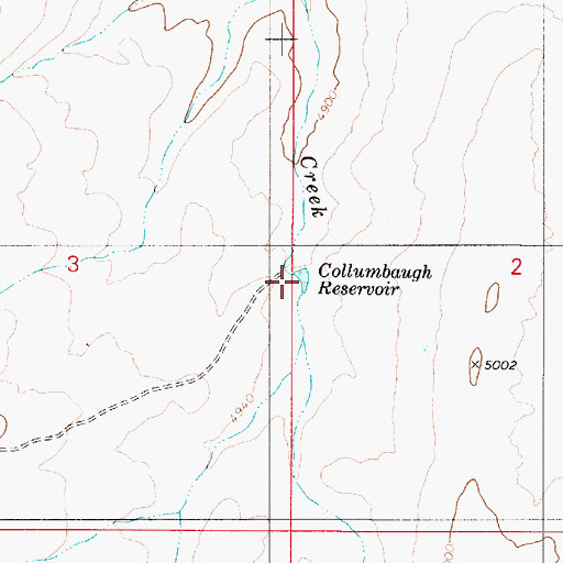 Topographic Map of Collumbaugh Reservoir, OR