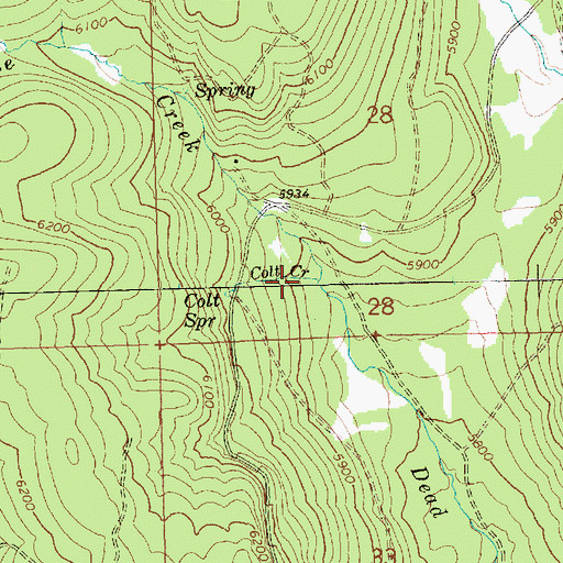 Topographic Map of Colt Creek, OR