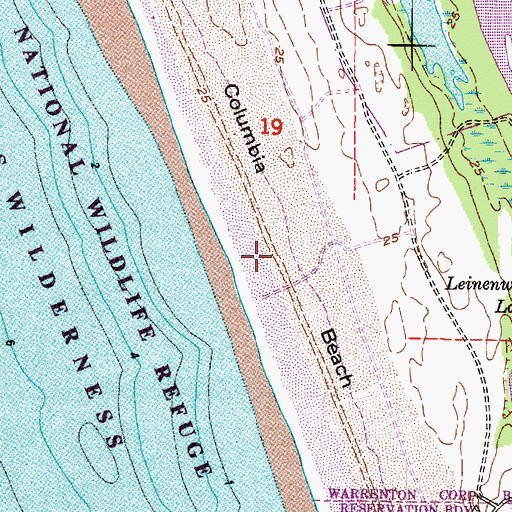 Topographic Map of Columbia Beach, OR