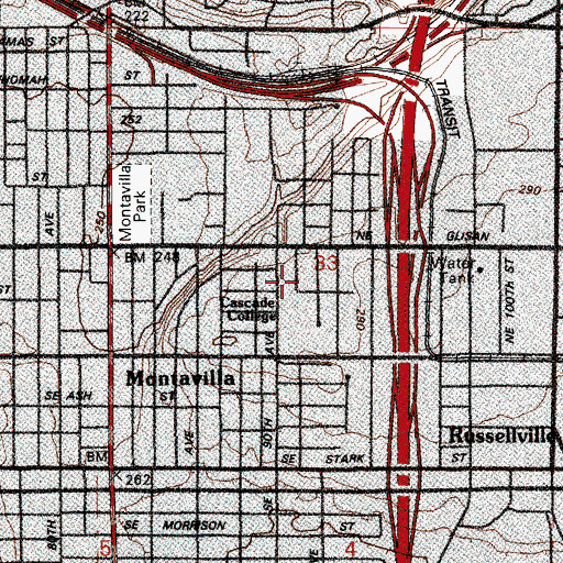 Topographic Map of Cascade College (historical), OR