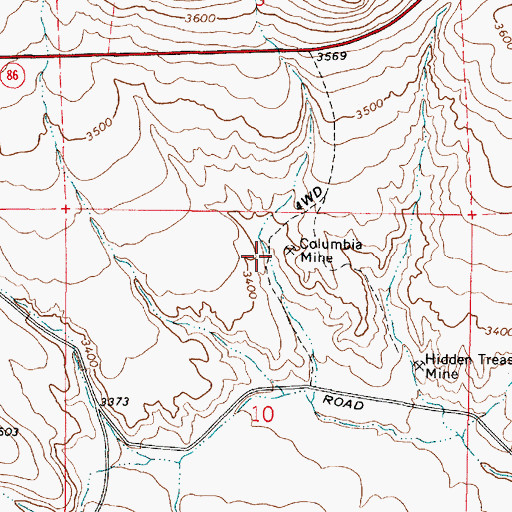 Topographic Map of Columbia Mine, OR