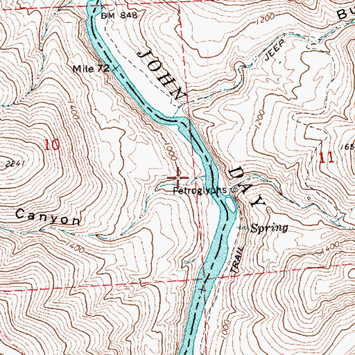 Topographic Map of Combine Canyon, OR