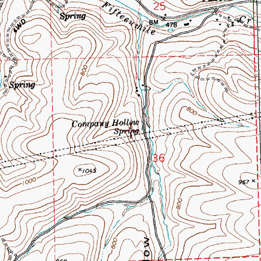 Topographic Map of Company Hollow Spring, OR